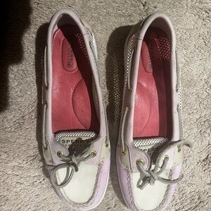 Sperry Women's Pink and White Boat Shoes
